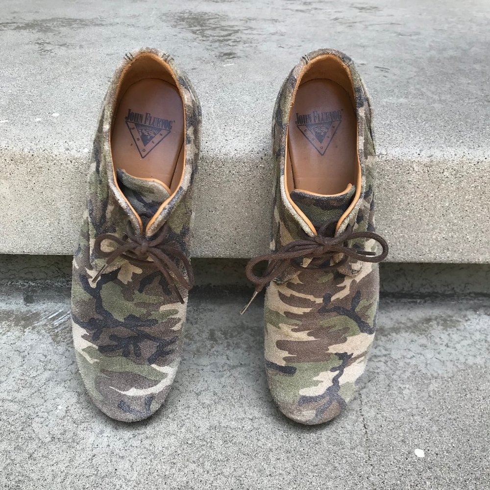 Fluevog Radio CBC Camo Oxfords Size 7.5